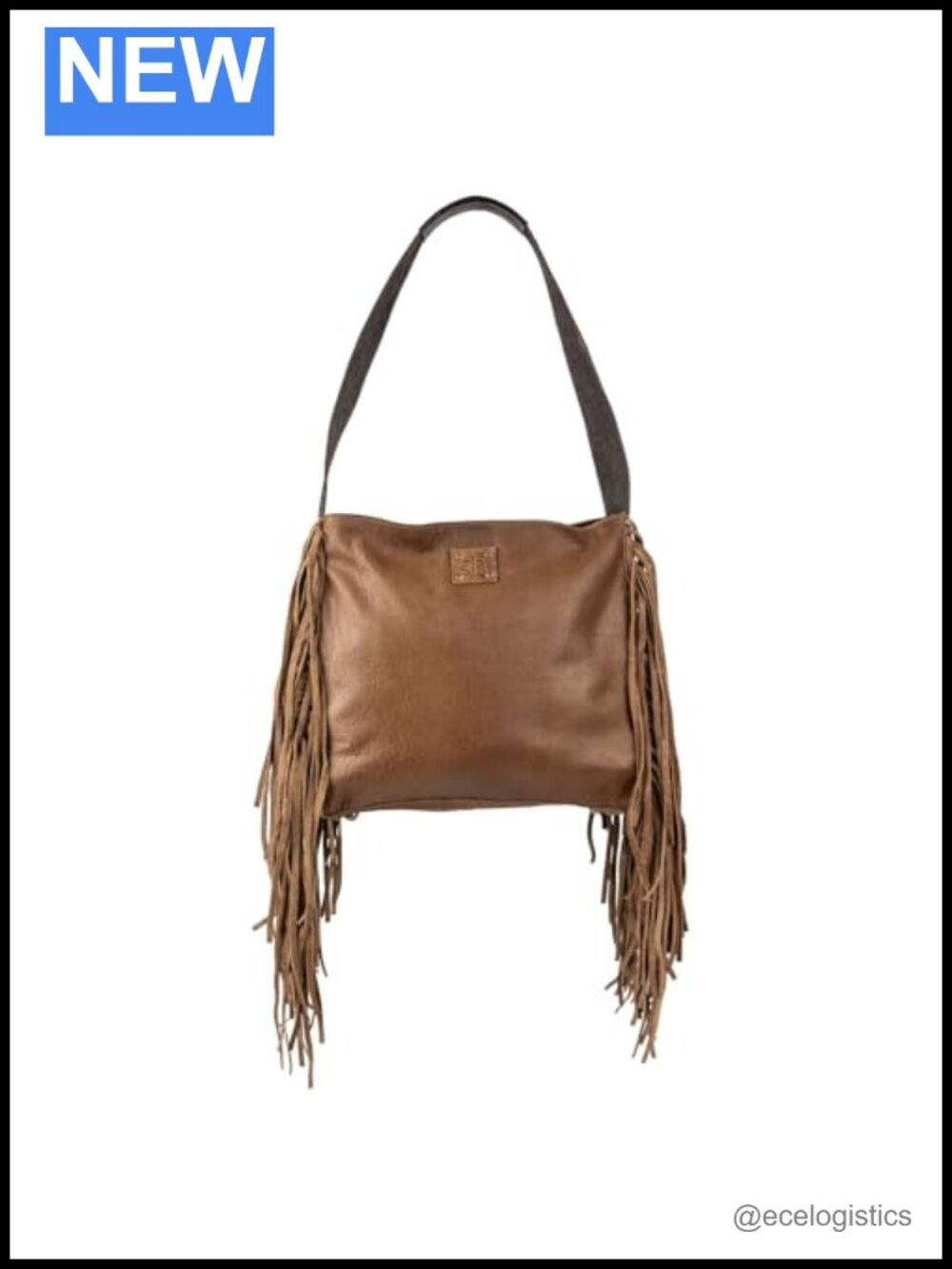 Genuine Full Grain Leather Tooled Fringe Shoulder Bag